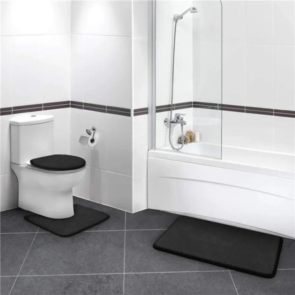 Memory Foam Bath Mat Set, 3 Piece Bathroom Rugs Non Slip and Absorbent Mats
